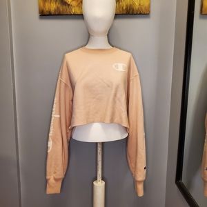 Champion Pastel Baby Pink Kawaii Crop Top long Sleeve Sweatshirt